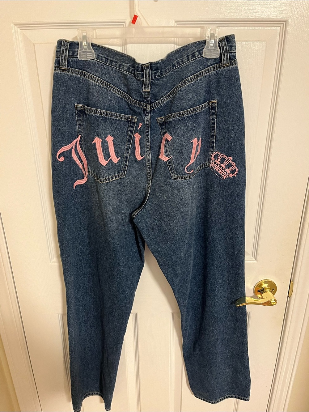 Juicy Couture Dark Blue Denim Jeans with Pink Back Pocket Logo